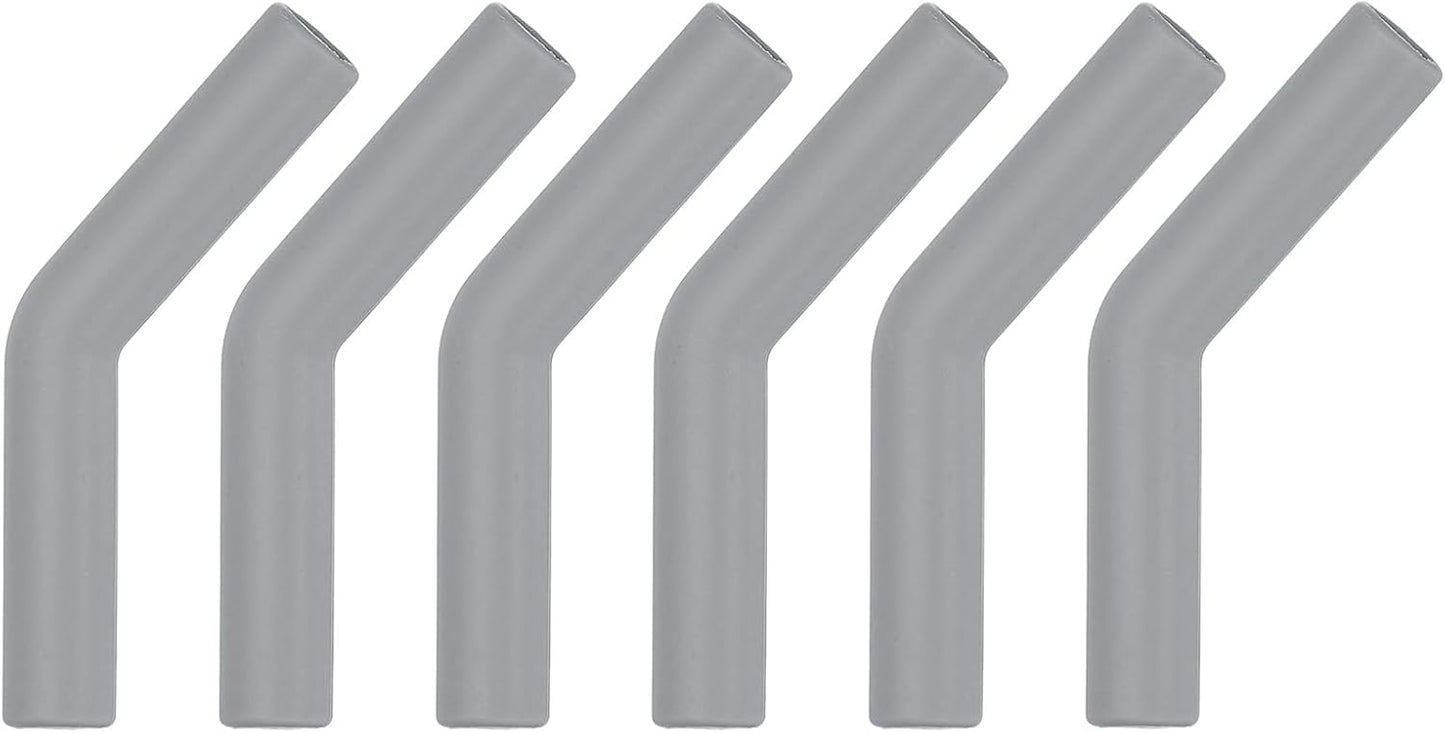 uxcell 6Pcs Silicone Straw Tips, Silicone Straw Elbows Tip, Soft Reusable Metal Straw Covers Fit for 10mm/0.39" OD Stainless Steel Straws, Grey