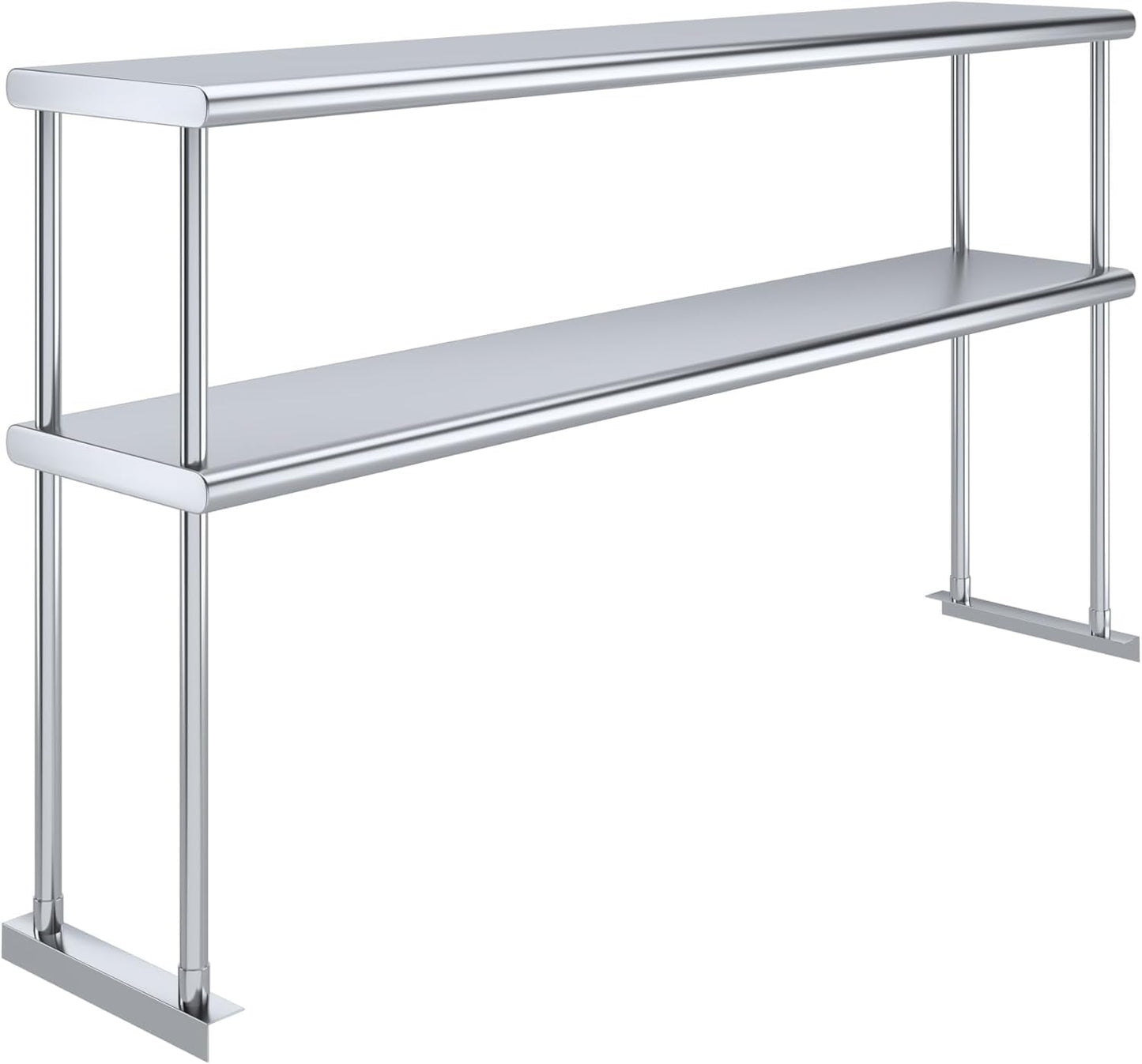 NSF Certified 18 Gauge Heavy Duty Stainless Steel Double overshelf with Brackets for Kitchens, Utility Rooms, Storage, Offices & Home