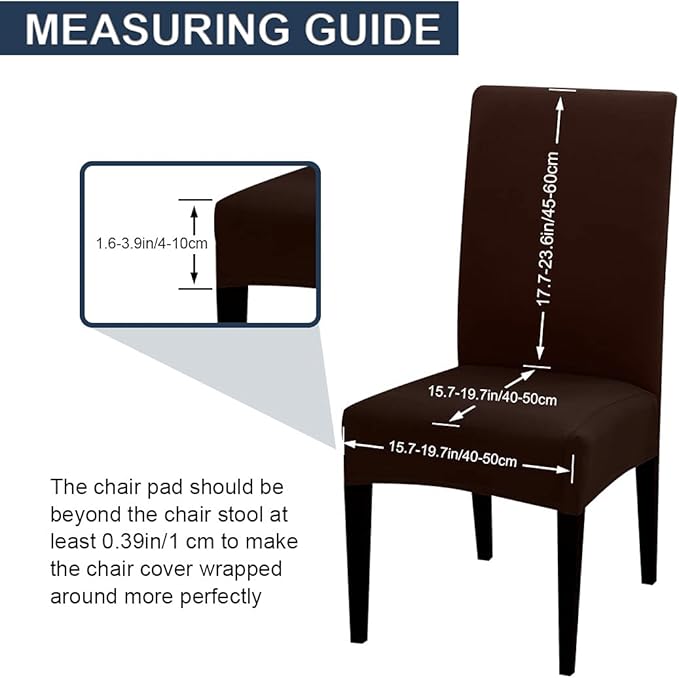 JQinHome 6 Pcs Dining Chair Slipcover,High Stretch Removable Washable Chair Seat Protector Cover for Home Party Hotel Wedding Ceremony (Pack of 6, Coffee)