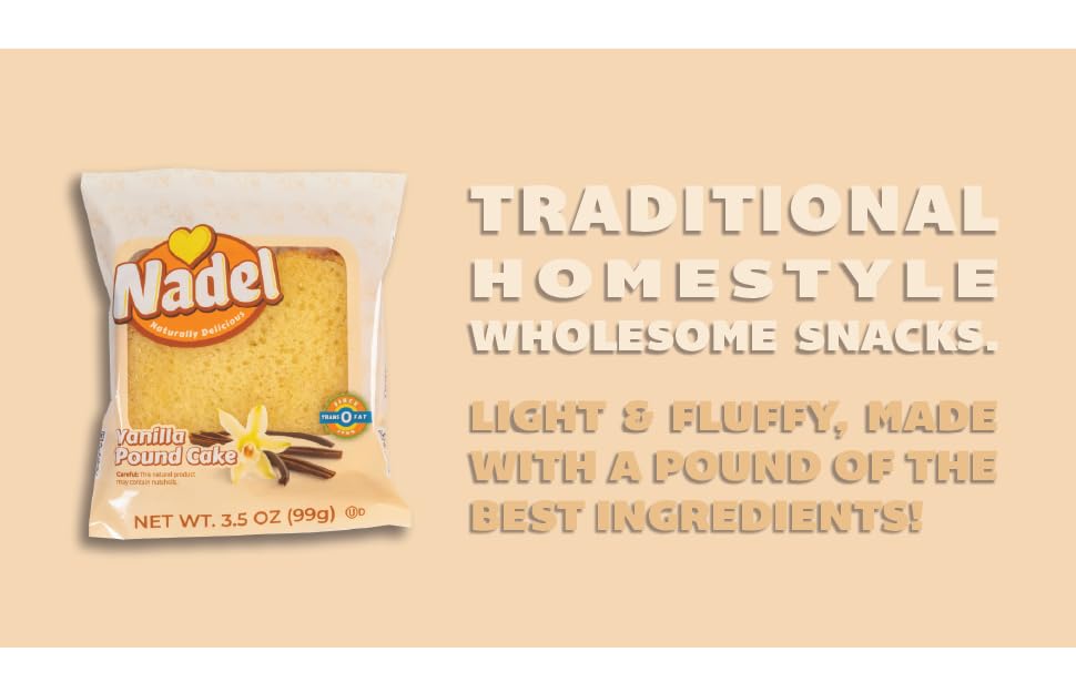 Nadel - NATURALLY DELICIOUS POUND CAKE SLICES (12 Pack) Sweet Breads & Cakes, Back to School lunch snack, breakfast bar