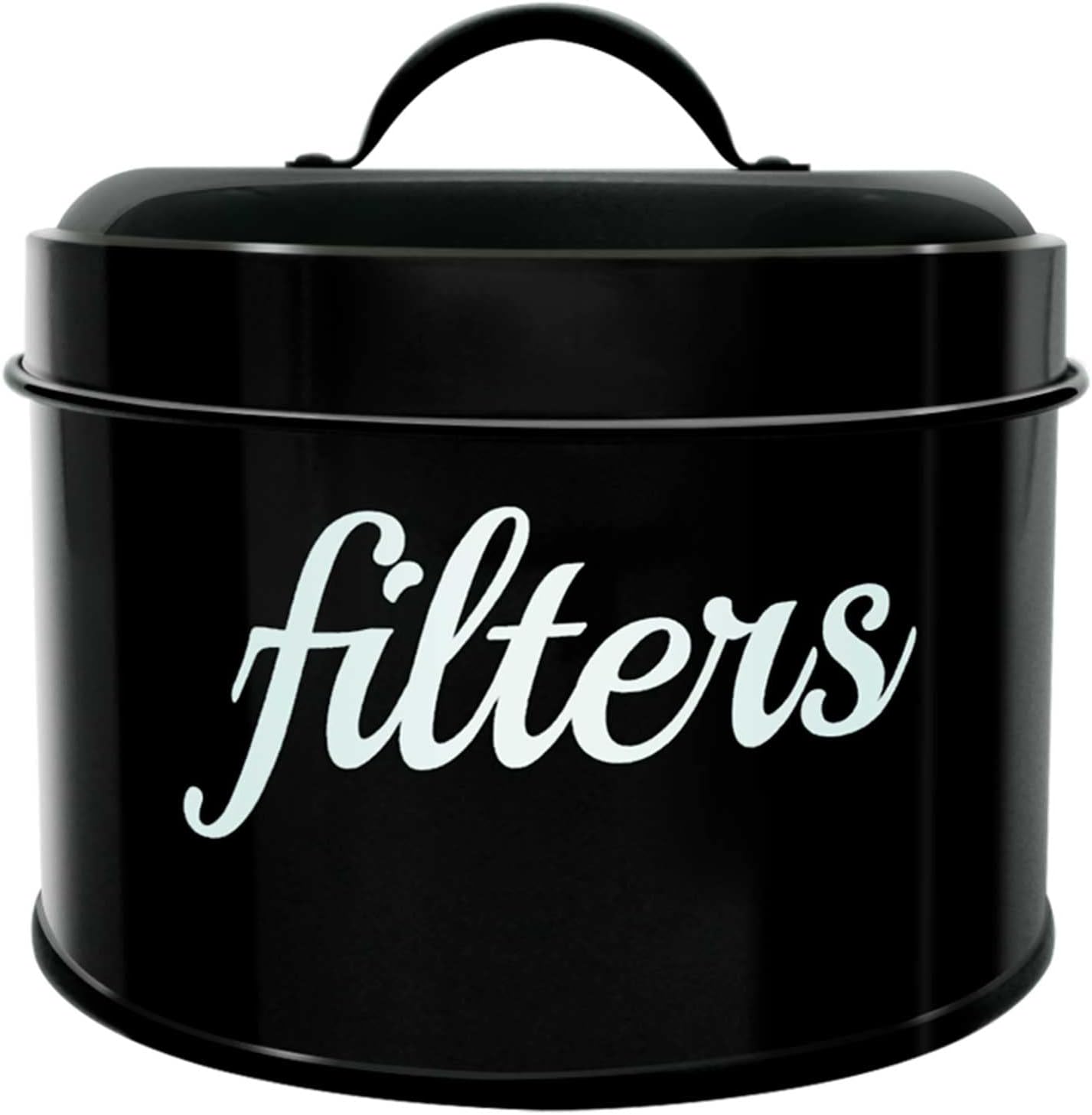 White Enamel Coffee Filter Holder with Lid - Rustic Farmhouse Distressed Coffee Bar Decor