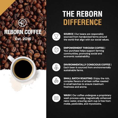 Reborn Coffee Specialty Whole Bean Coffee, Medium Roast, 12 Ounce, Guatemala Huehuetenango, Flavor Notes of Cherry, Caramelized, and Full Body