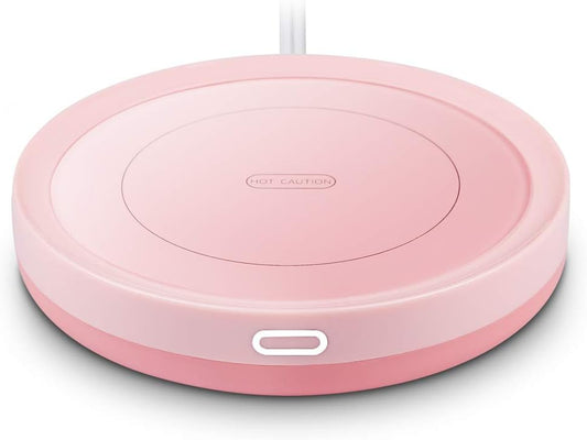 Smart Coffee Warmer, BESTINNKITS Auto On/Off Gravity-Induction Mug Warmer for Office Desk Use, Candle Wax Cup Warmer Heating Plate (Up to 131F/55C) (Pink)