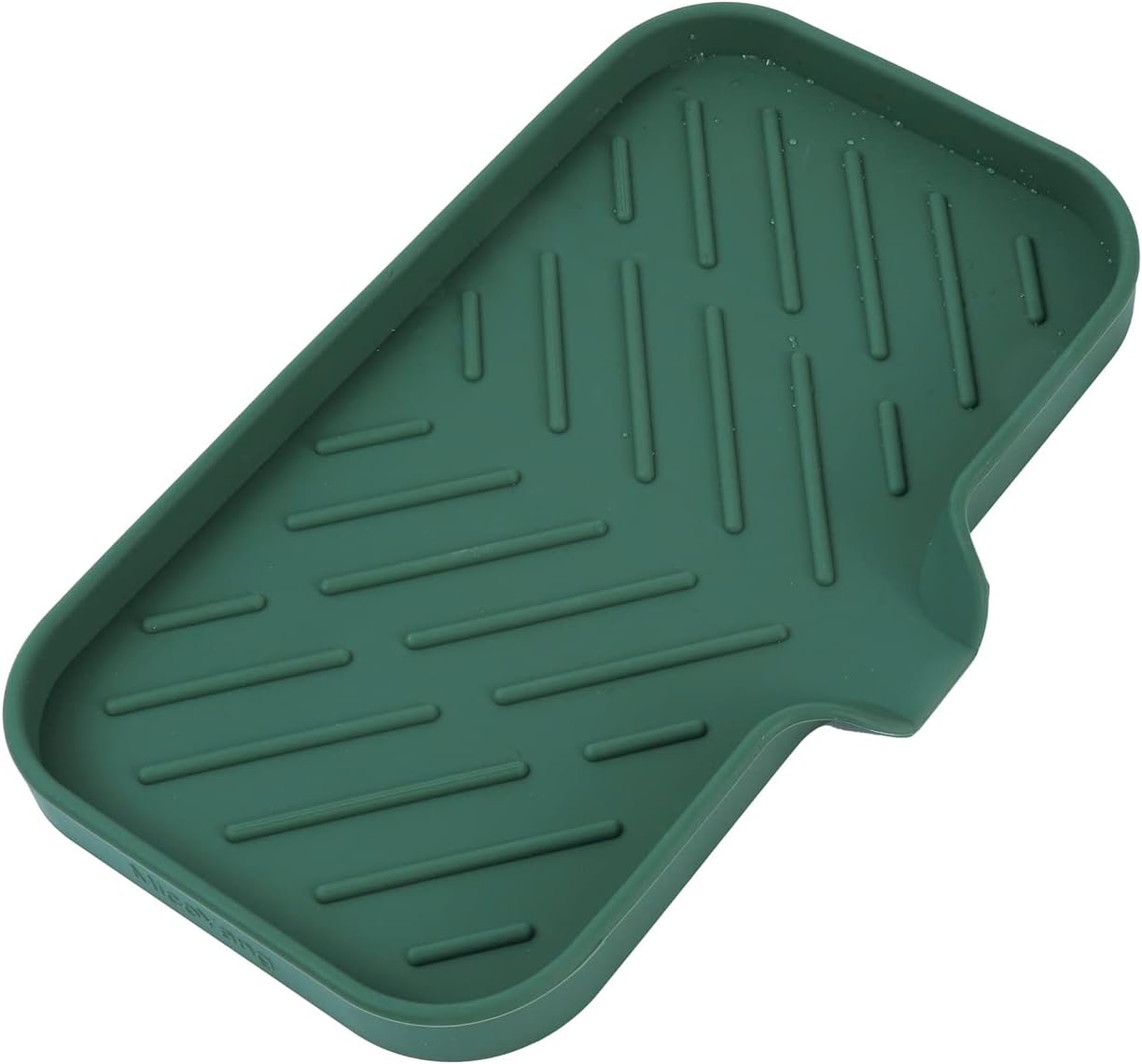 Silicone Bathroom Soap Dishes with Drain Spout-Bathroom and Kitchen Sink Organizer,Sponge Holder,Dish Soap Tray,Perfect for Dispenser,Scrubber,Bottle,Cup on Sink or Counter-Green 9.6"×5.3"