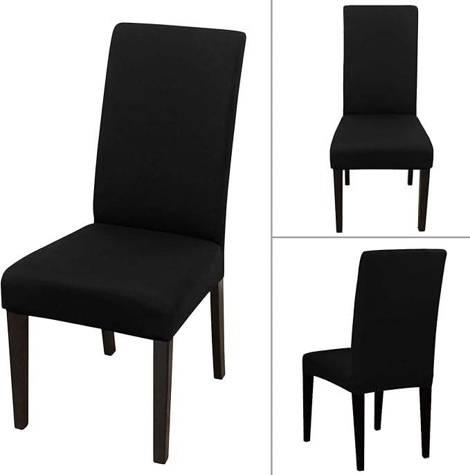 JQinHome 4 Pcs Dining Chair Slipcover, High Stretch Removable Washable Chair Seat Protector Cover for Home Party Hotel Wedding Ceremony