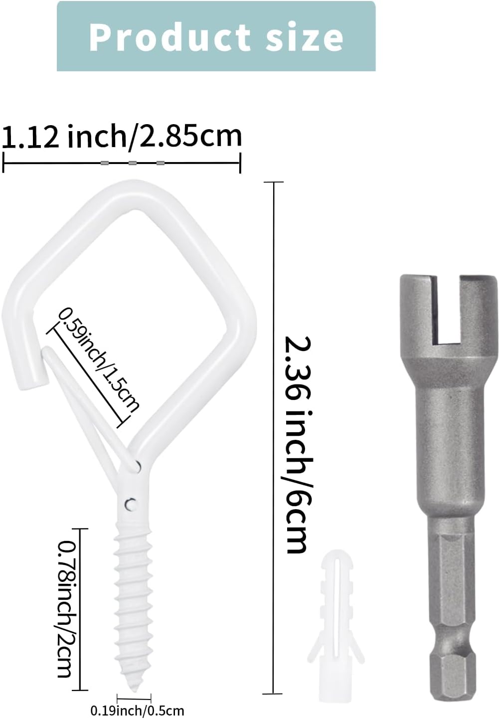 100 PCS White Eye Screw Hooks for Hanging Heavy Duty with Safety Buckle.Metal Ceiling Hooks for Hanging Plants Cup Wind Chime Bird Feeders Patio Lights at Indoor&Outdoor