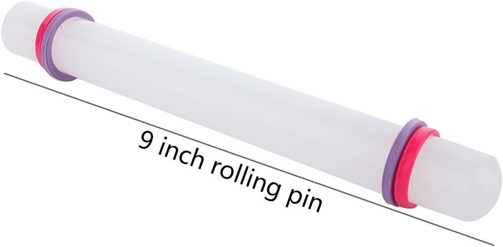 Marshmallow Fondant Cake Decorating Hand Tool 12 Pcs 5 Sets Sugarcraft Gumpaste Icing Smoother Rolling Pin Trimmer Cutter Embosser Flower Scissor Modelling Accessories Supplies Kit Pink