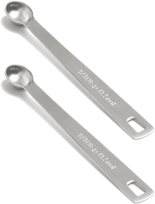 2PCS 1/10 Teaspoon(1/10tsp, 0.5ml) Single Tiny Measuring Spoon, Small Individual Stainless Steel Measure Spoons Only