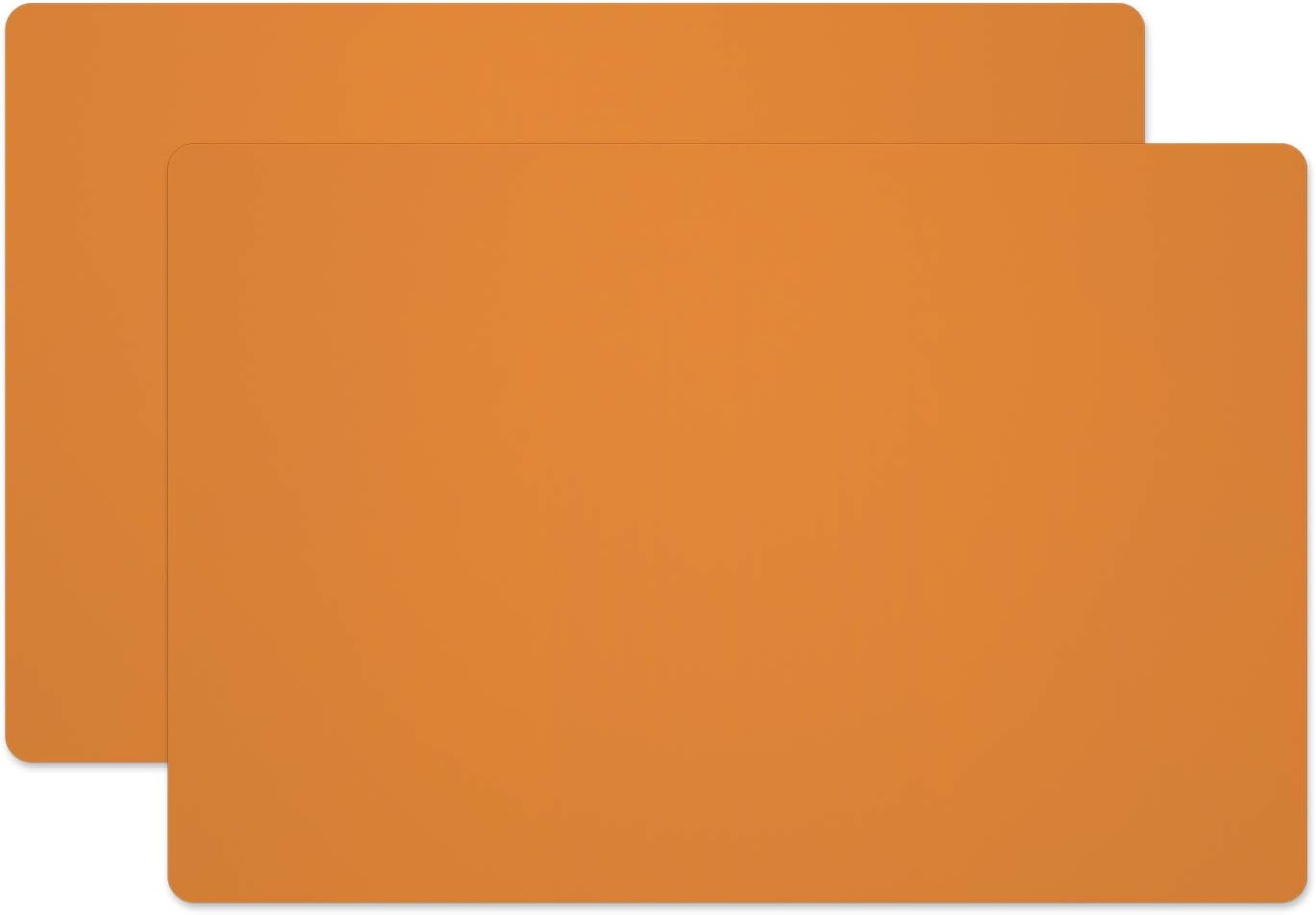 Silicone Placemats, Food-Grade Non-Slip Waterproof, Dining, Stain Resistant, Countertop Protector, Kitchen Counter Mat, Heat Resistant, Baking mat Dishwasher Safe (23.6"×15.7"-2pack, Orange)