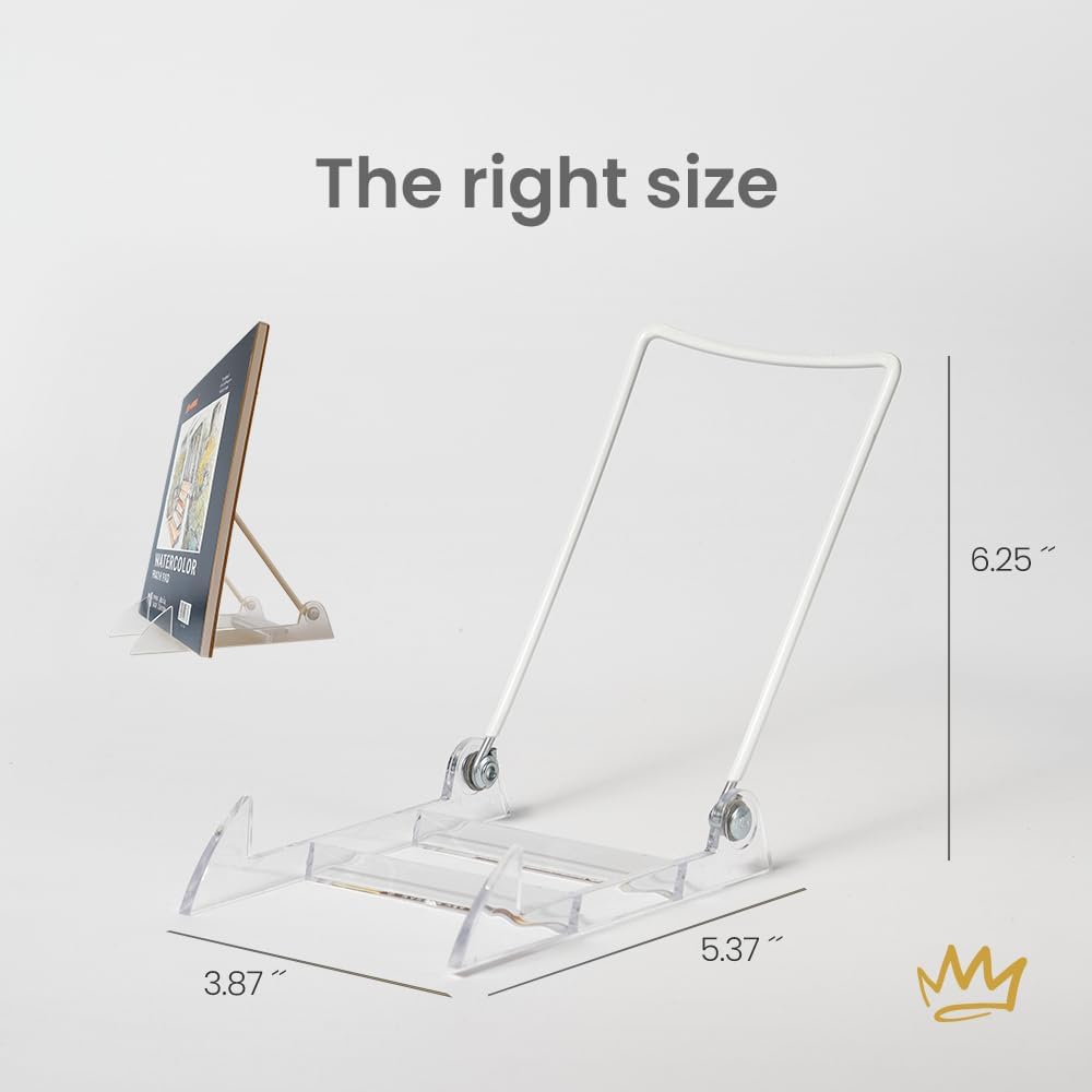 KINGDOM SOLUTIONS MADE IN USA 12-Pack Adjustable Acrylic Easels - Plate Stand - Sturdy Book Stand for Art, Pictures, Plates, Frames - Unique on the Market