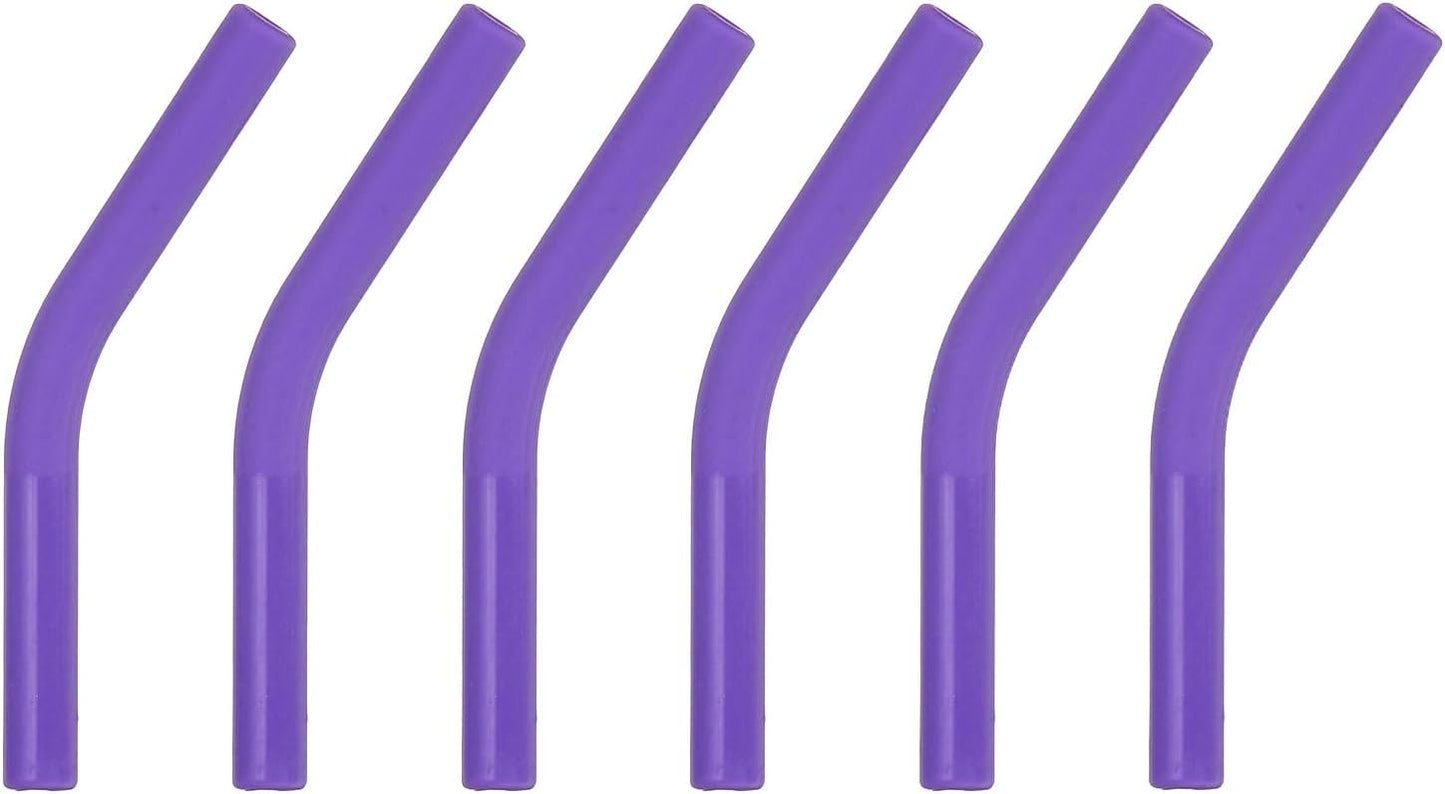 uxcell 6Pcs Silicone Straw Tips, Silicone Straw Elbows Tip, Soft Reusable Metal Straw Covers Fit for 6mm/0.24" OD Stainless Steel Straws, Purple