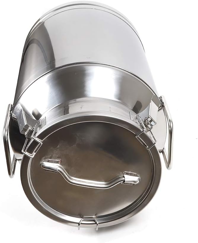 Large Liquid Container Storage, Bucket Rice Cereal Airtight Canister Container,Stainless Steel Milk Bucket With Sealing Lid and Carry Handle,for Wine, Oil Storage Transport (40L/10.6 Gal)
