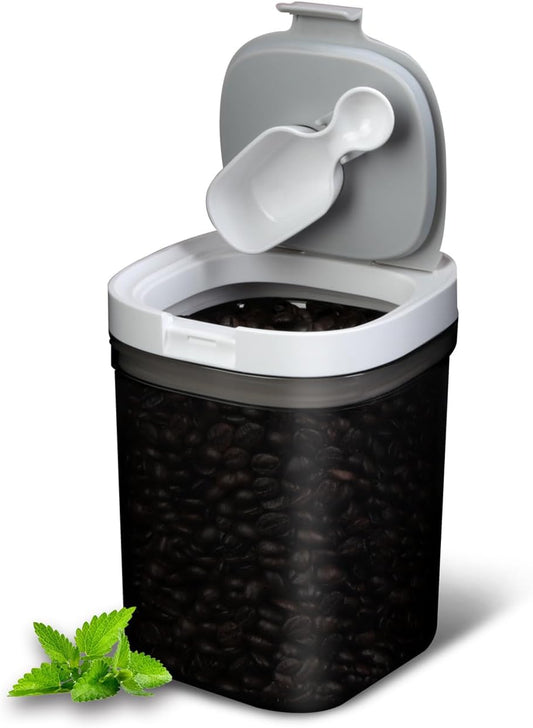 Airtight Food Storage Containers Set, 1.1QT BPA Free Coffee Canisters with Magnetic Scoop, Ideal for Beans, Ground Coffee, Spices, Herbs, Keeps Freshness, Easy to Clean