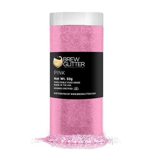 Brew Glitter - Pink (50g 1x Jar) | Edible Glitter For Drinks, Beer and Cocktail Beverages by Bakell