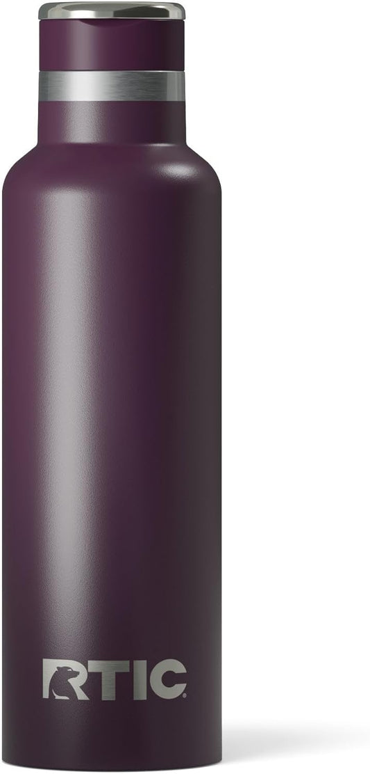 RTIC 20oz Journey Bottle Metal Stainless Steel Vacuum Insulated, BPA Free, Reusable, for Water, Hot and Cold Drinks, Travel, Sports, Camping, Plum