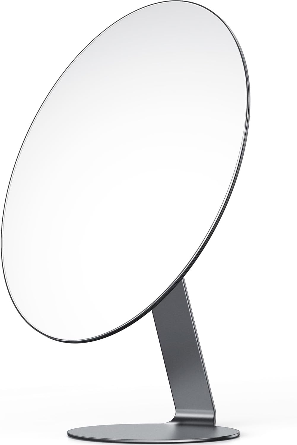 Oval Makeup Mirror for Desk, 12 Inch Frameless Metal Standing Table Top Mirror, Adjustable Angle