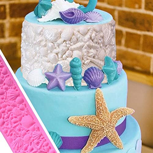 Cestony Sea Theme Shell Conch Fondant Silicone Mold Cake Border Brim Decor Sugarcraft Decorating Moulds for DIY Cake Fondant Biscuit Cookies Sugar Pudding Chocolate Hard Candies Dessert Decor