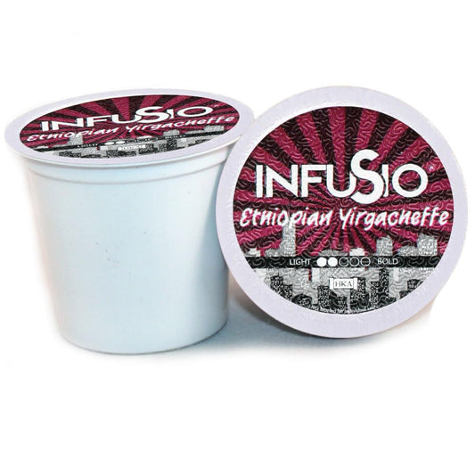 InfuSio Coffee Pods 96 Count Ethiopian Yirgacheffe Gold Medium Light Roast Single serve Coffee pods for Keurig K Cup® Brewers - InfuSio Premium Roasted Keurig 2.0 Compatible