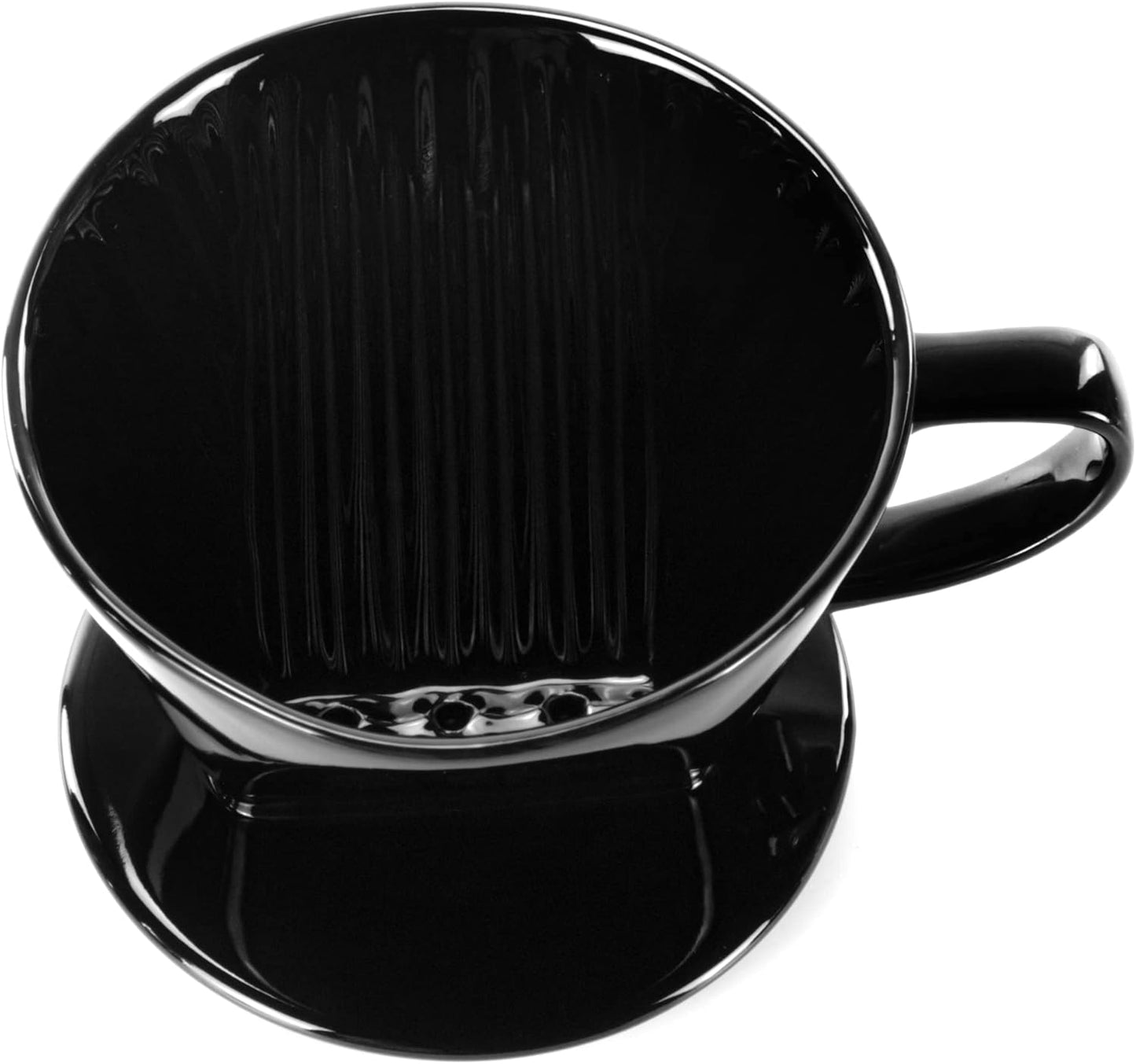 Pour Over Ceramic - Coffee Dripper Ceramic Coffee Maker with 3 Holes Flat Bottom, Porcelain Slow Filter Cone for Travel, Camping, Office, Home, Coffee Maker Brew