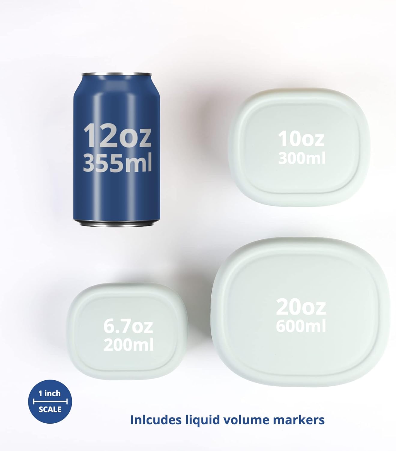 BLUE GINKGO Nesting Silicone Containers - Set of 3 Hard-Shell Silicone Food Storage Containers | BPA Free, Airtight, Dishwasher and Freezer Safe (6.7oz, 10oz, 20oz) - Green