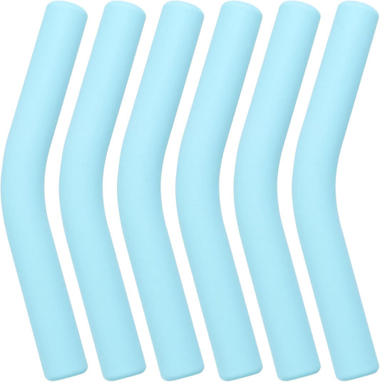 6Pcs Metal Straw Silicone Tips 5/16 IN Wide(8mm Outer Diameter) Food Grade Rubber Straw Covers Light-Blue Flex Elbow Replacement Tip for Stainless Steel Metal Straws