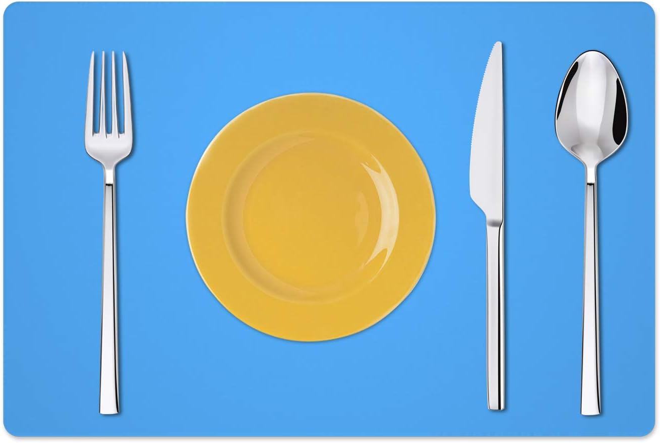Silicone Placemats, Food-Grade Non-Slip Waterproof, Dining, Stain Resistant, Countertop Protector, Kitchen Counter Mat, Heat Resistant, Baking mat Dishwasher Safe (23.6"×15.7"-2pack, Blue)