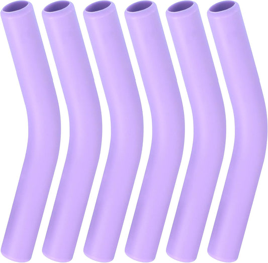 6pcs Food-Grade Silicone Straw Tips, Reusable Metal Straw Elbows Tips, Temperature Resistant Rubber Straw Covers Replacement Tip for 5/16" Stainless Steel Straws - Purple