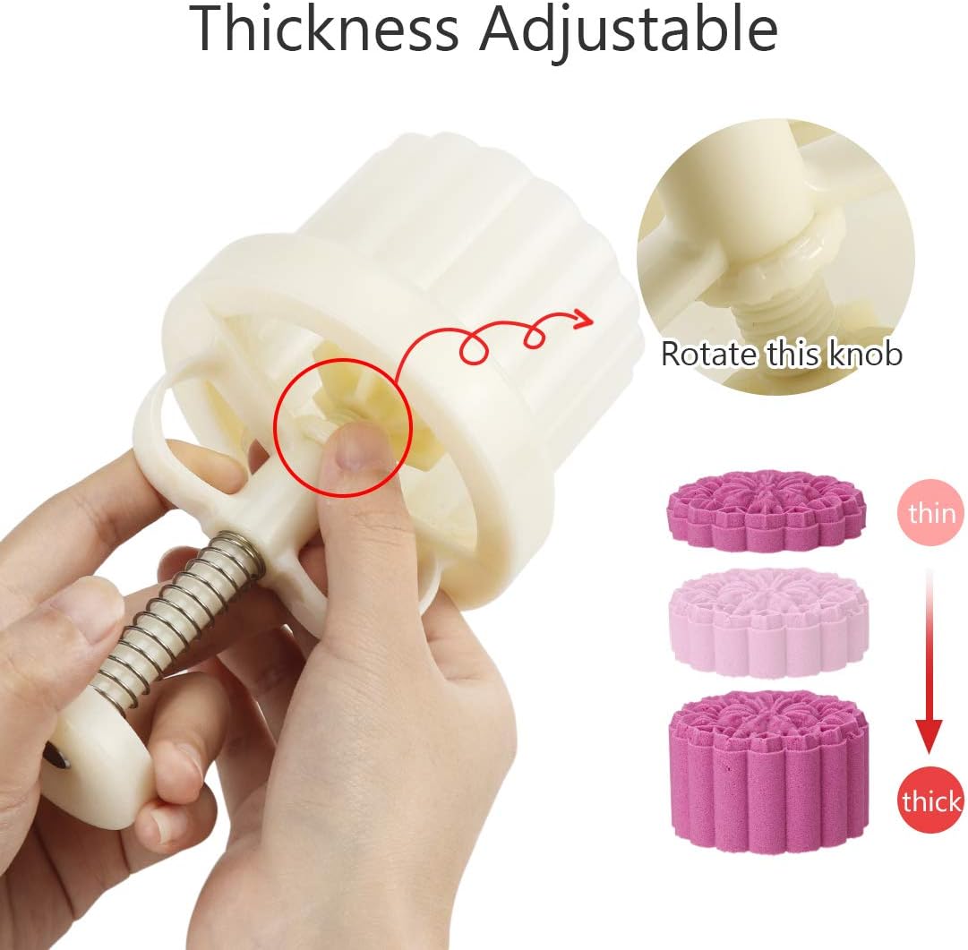 150g 5pcs Cookie Stamps Moon Cake Mold, Thickness Adjustable Christmas Cookie Press DIY Decoration Hand Press Cutter Cake Mold