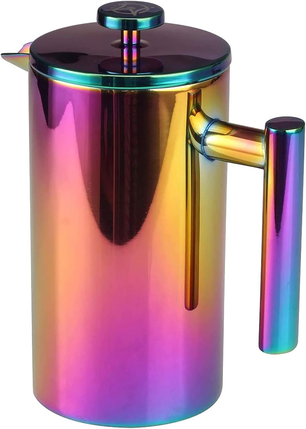 French Press Coffee Maker – 1 or 2 Cups Small Stainless Steel Coffee Maker Double Walled French Press Rainbow 12oz/350ml