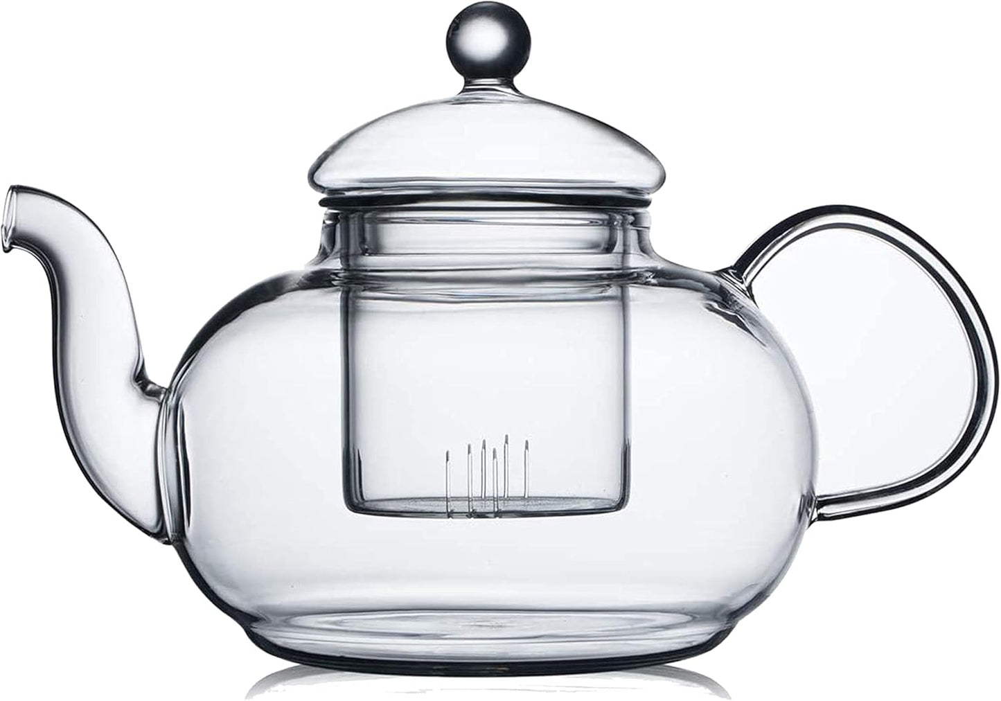 CNGLASS Glass Teapot Stovetop Safe,Clear Teapot with Removable Infuser 20.3 oz,Loose Leaf and Blooming Tea Maker