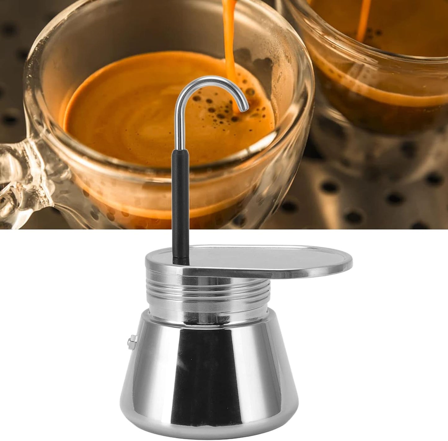 Espresso Maker, Single Spout Stovetop Pot Stainless Steel Mini Stovetop Espresso Percolator Italian Type Espresso Cup Coffee Maker,Use on Stove at Home or Camping