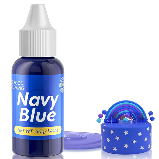 Gel Food Coloring for Cake Decorating - 40g Concentrated Assorted Edible Colors - Tasteless Food Dye Professional-Grade Dye for Easter Eggs Fondant Cookies Frosting Royal Icing Baking - Navy Blue