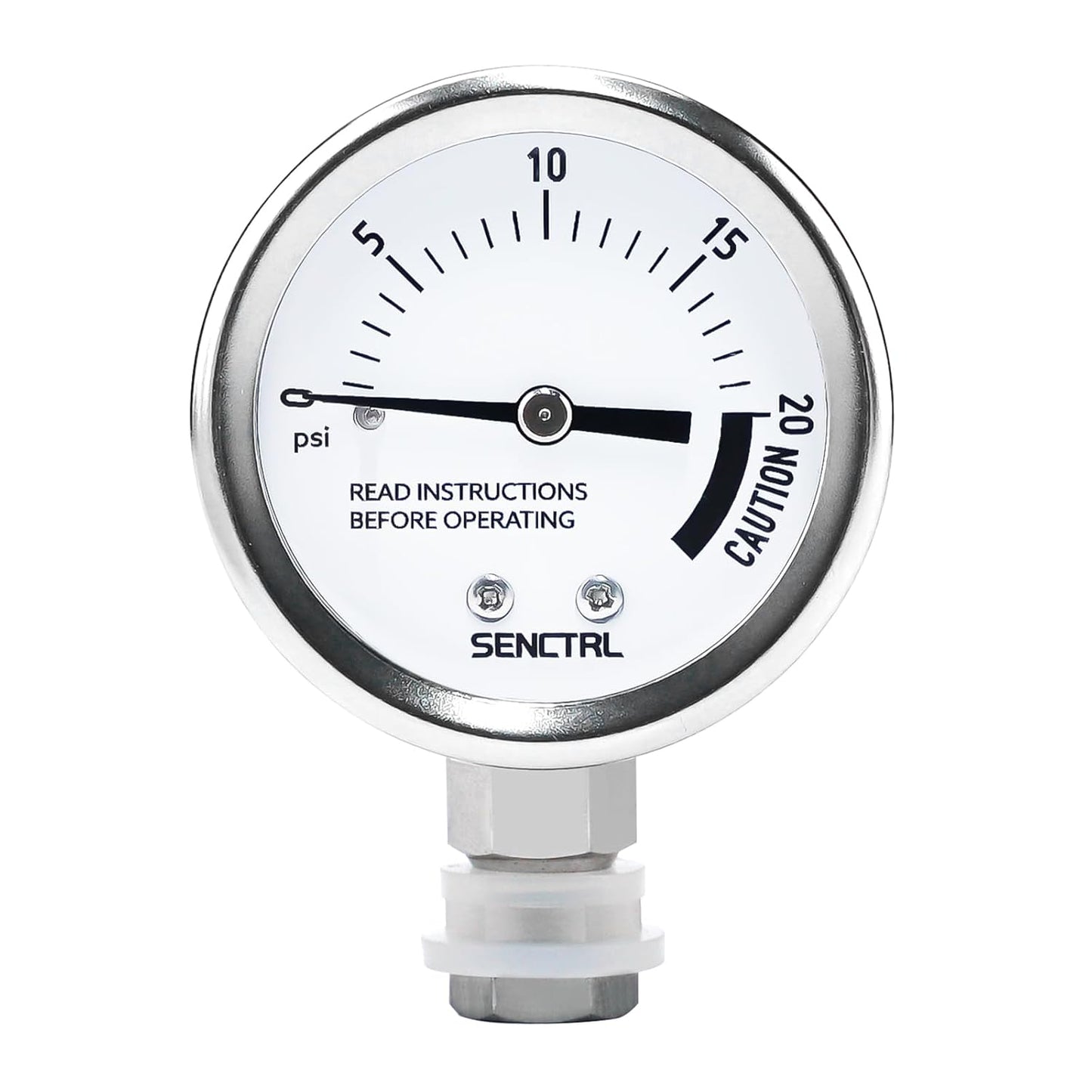 SENCTRL 0-20 Psi Pressure Cooker Canner Gauge Replacement Part, 2" Dial Size, Stainless Steel Case, 1/8" NPT Male Lower Mount, Waterproof, with Silicone Adapter and Nut, for Pressure Cooker Canning