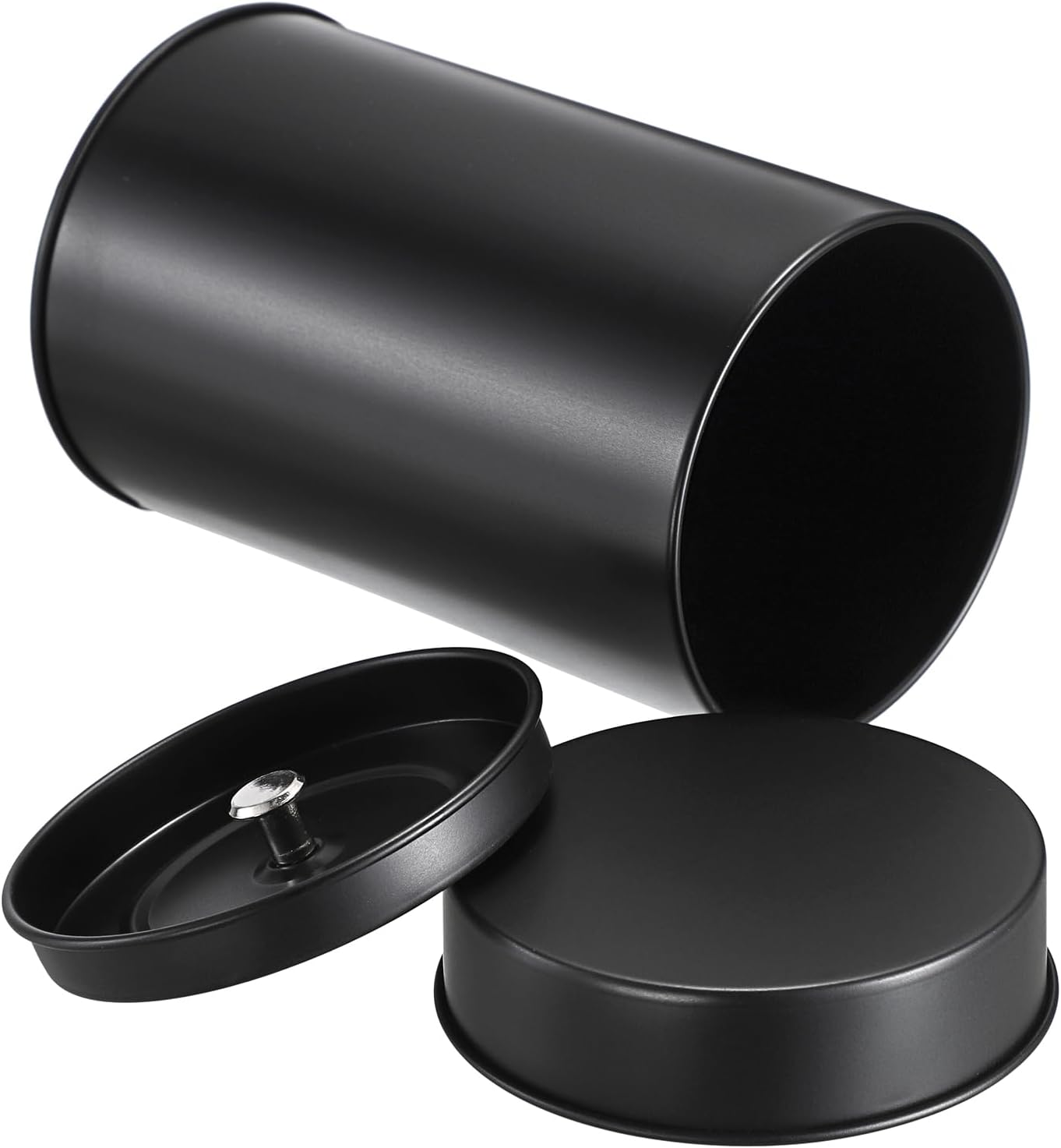 JUXYES 12 Pack Tea Tins Canister with Airtight Double Lids, 16 oz Loose Leaf Tea Storage Airtight Kitchen Canisters Tins Can Box for Storage Loose Tea Coffee Herbs and Spices, Black