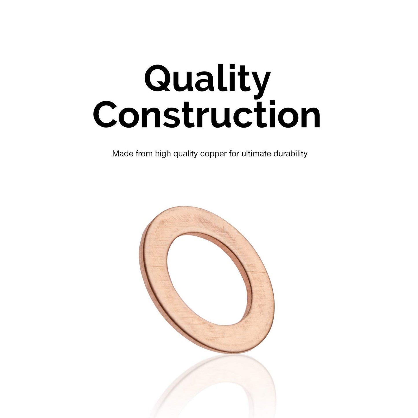 M8 Flat Washer Copper Sealing Ring, 8mm ID 12mm OD 1mm Thickness Metric Sealing Gasket, 100 Pieces