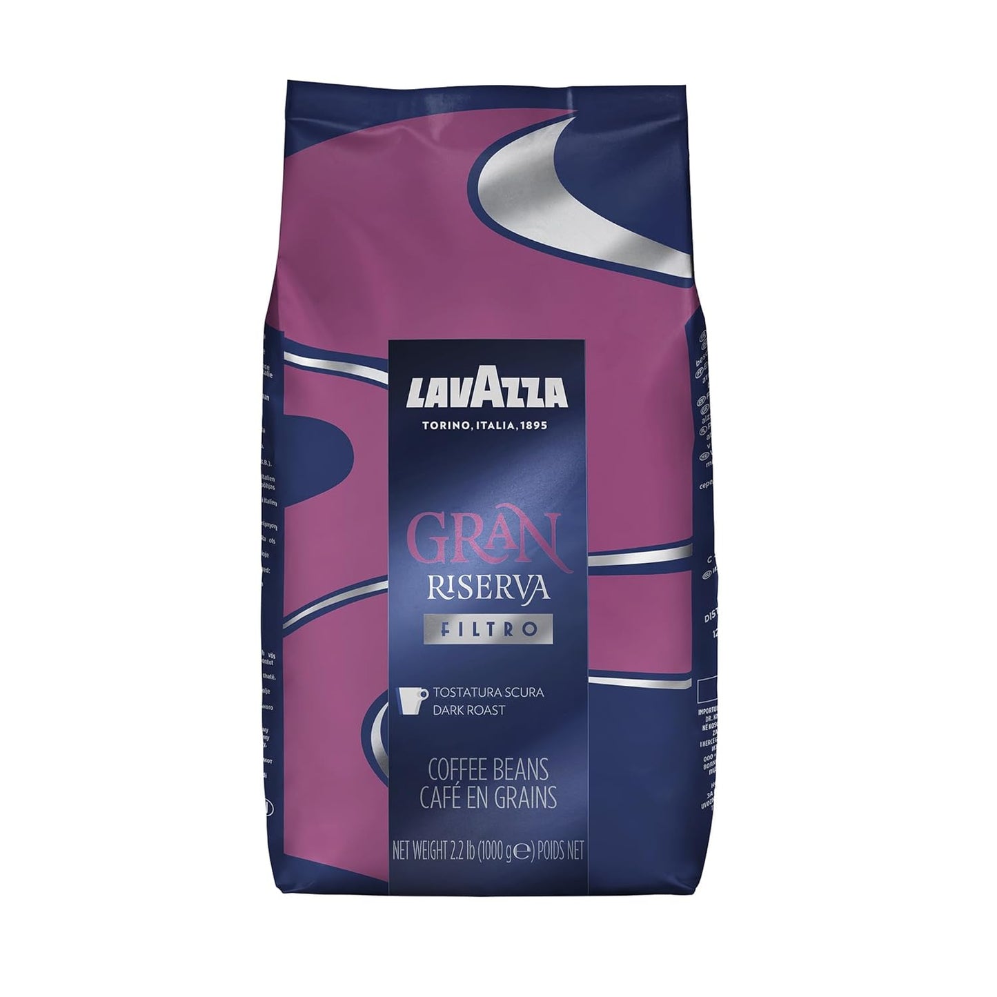 Lavazza Gran Riserva Filtro Whole Bean Coffee Dark Roast 2.2LB Bag, 100% Natural Arabica, Authentic Italian, Cocoa and Caramel aromatic notes