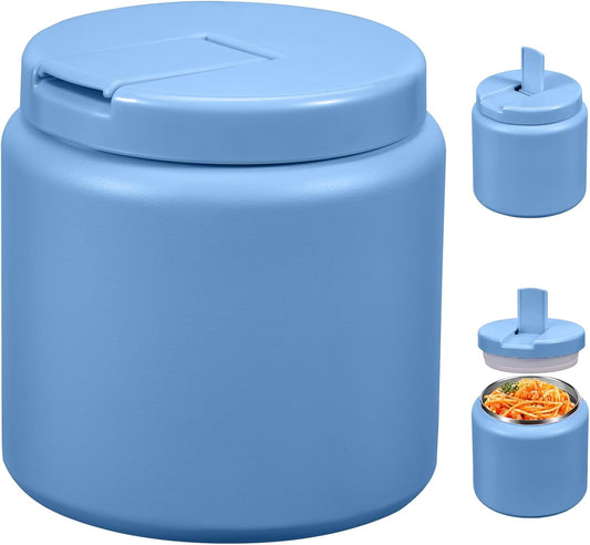 26oz Kids for Hot Food, Insulated Vacuum Food Jar with Buckle Lid, Stainless Steel Wide Mouth Leak Proof Insulated Lunch Container for School Picnic Travel, Sky Blue