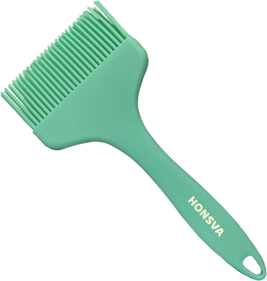 One Swipe Silicone Pastry Brush, One-Piece Design Quick Baster Brush, W/3.5" L/8.5", Heat Resistant, for Baking, Grilling, Slathering Oil, Butter, BBQ Sauce, Marinade, Dishwasher Safe, 1Pcs Mint Green