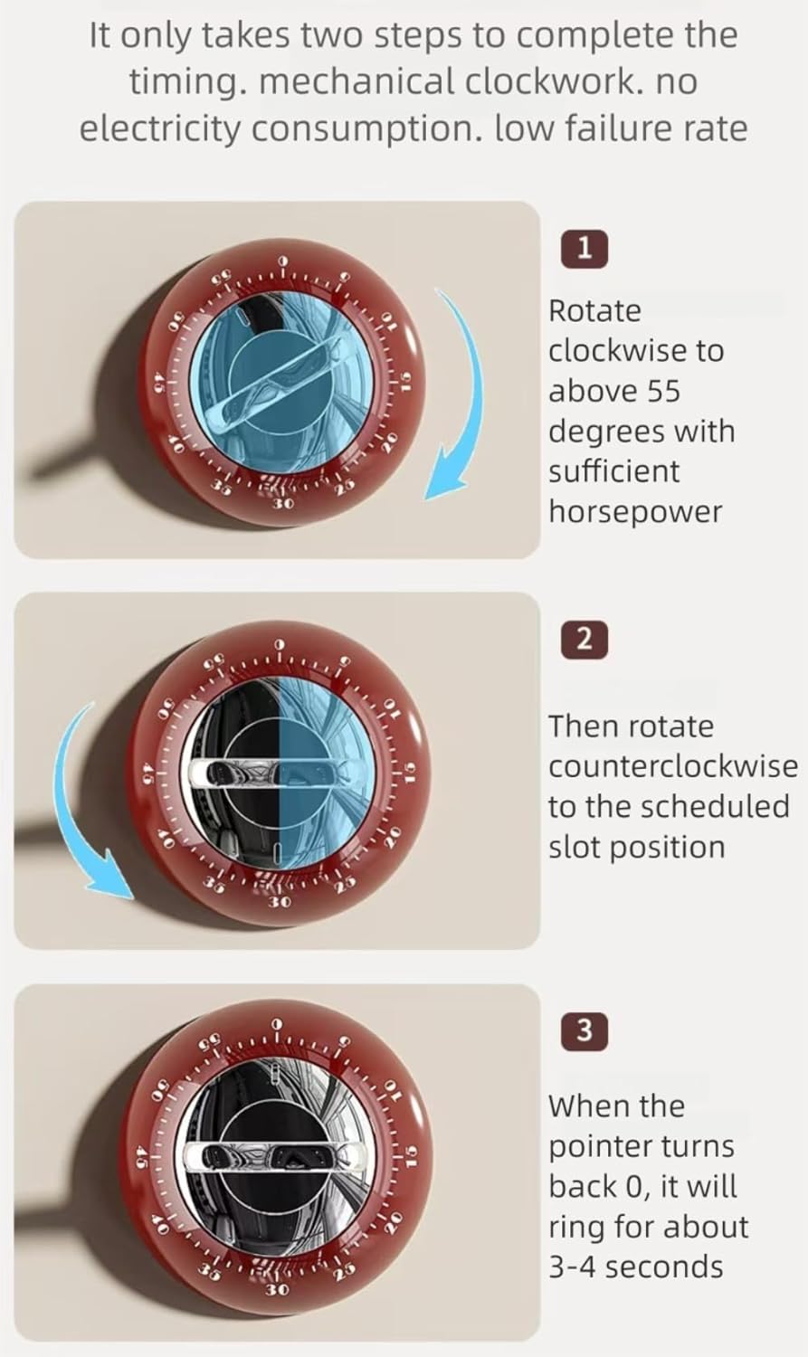 Kitchen Timers for Cooking, 100% Mechanical Cooking Timer，No Batteries Required，Magnetic Back.(Green)