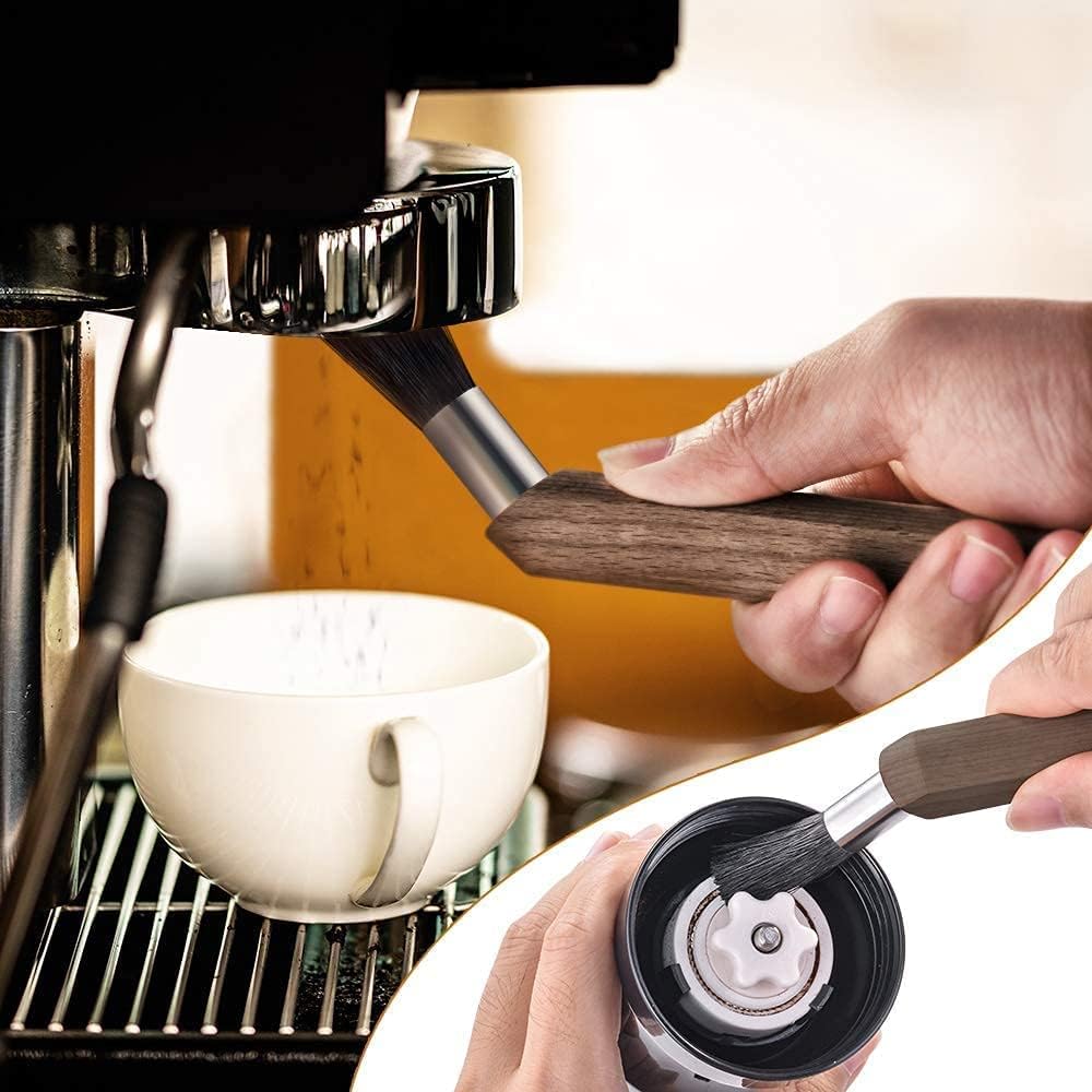 3pcs Coffee Grinder Cleaning Brush Espresso Machine Cleaning Tool Walnut Wood Handle Natural Bristles Coffee Machine Clean Tool