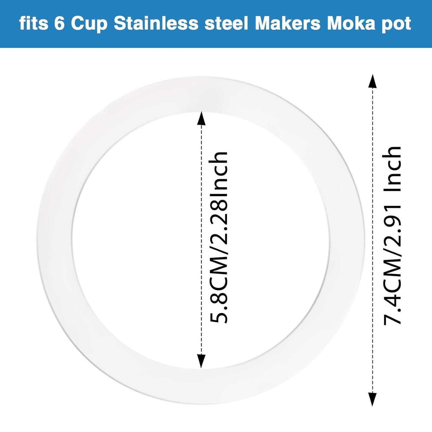Moka Express Replacement Funnel Kit, 3 Packs Gasket Seals, 1 Stainless Steel Funnel with 1 Pack Stainless Filter (6-Cup)