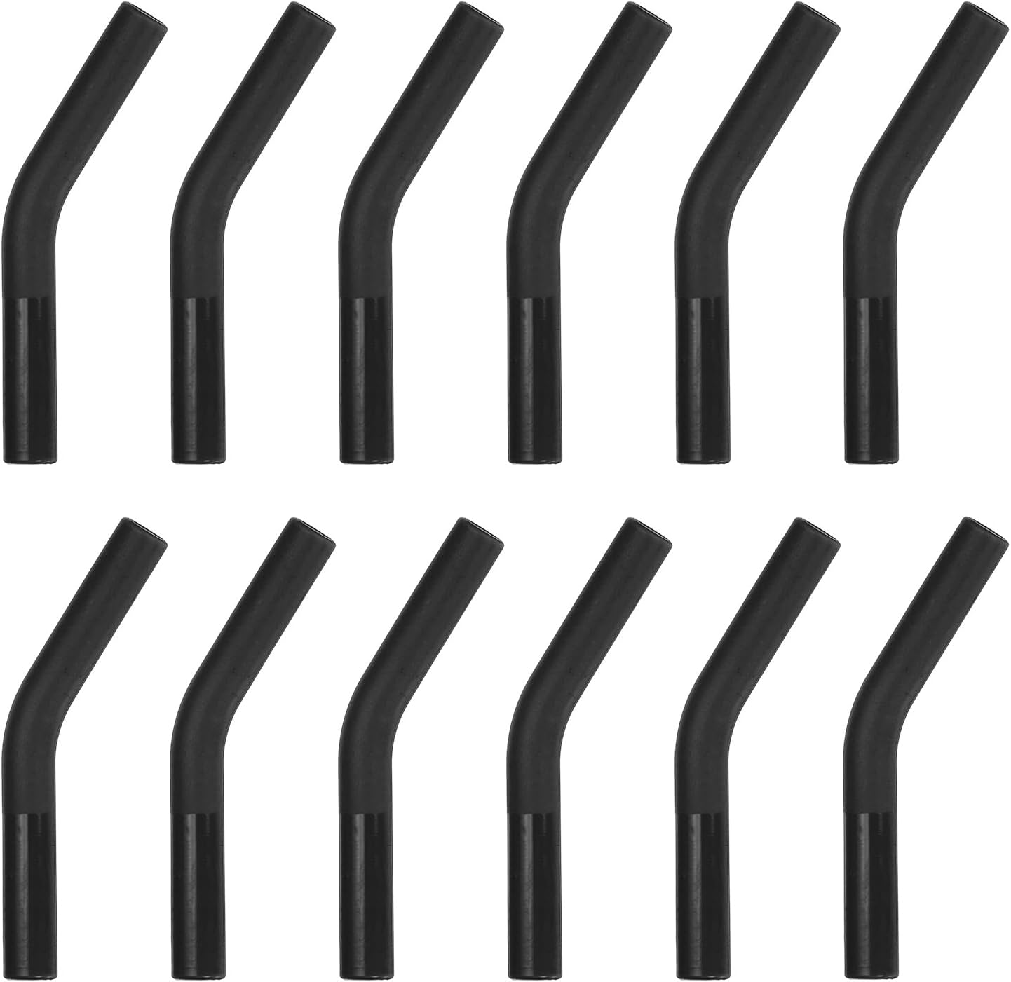 uxcell 12Pcs Silicone Straw Tips, Silicone Straw Elbows Tip, Soft Reusable Metal Straw Covers Fit for 8mm/0.31" OD Stainless Steel Straws, Black