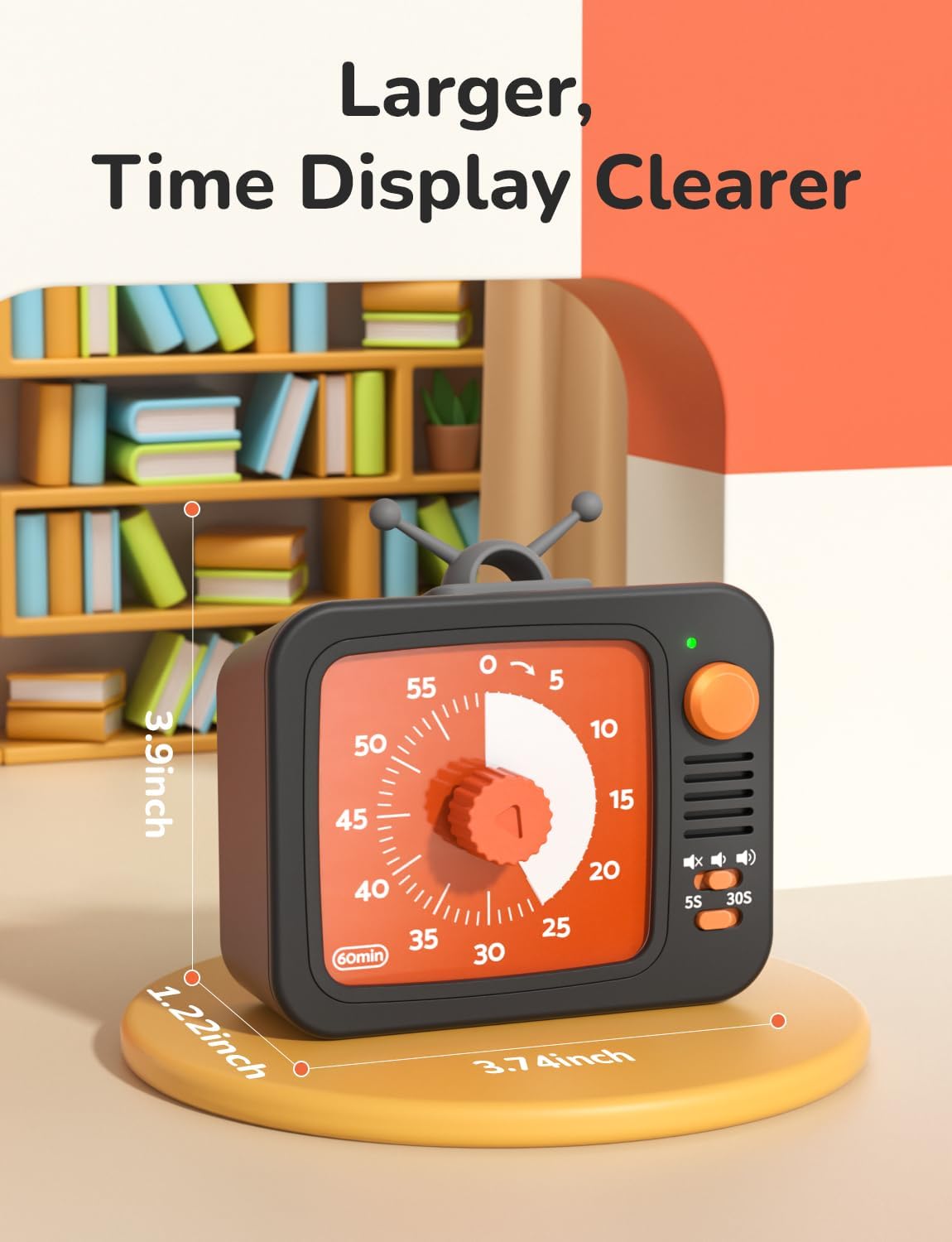 LIORQUE Visual Timer for Kids, 60-Minute Countdown Timers for Classroom Office Kitchen with Silent Operation, Kids Timer for Teaching with Cute Design