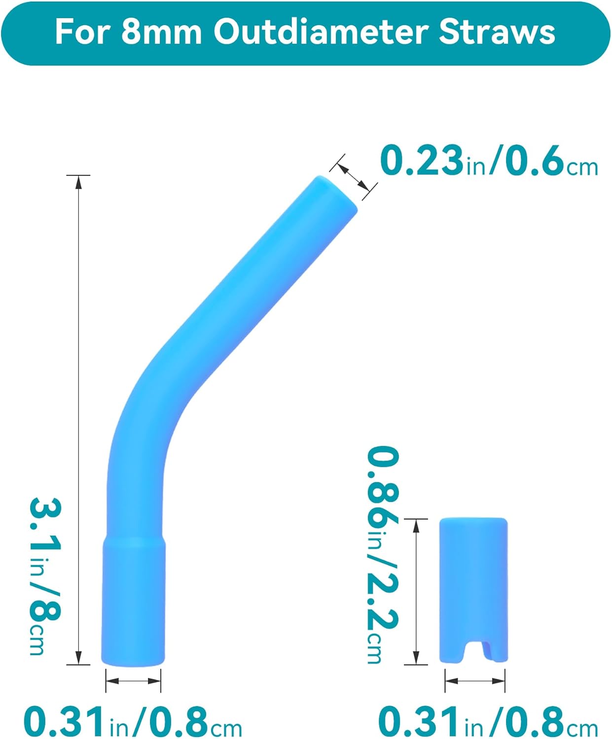 4 Set Silicone Straw Tips, Food Grade Rubber Metal Straws Tips Covers with Silicone Bottom Only Fit for 8MM Stainless Steel Straw