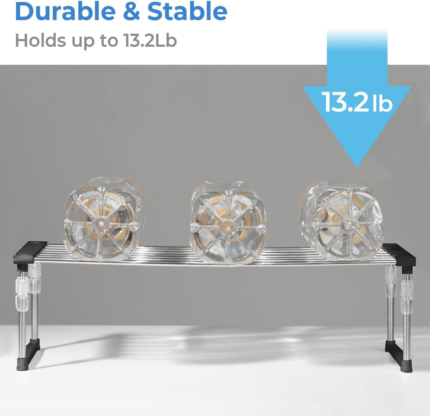 carrotez Expandable Cabinet Organizer, Set of 1 Width & Height-Adjustable Kitchen Cabinet Organizer Shelf, Stackable Kitchen Counter Shelf, 11.8~19.6 x 7.8 x 5.9~9" Black