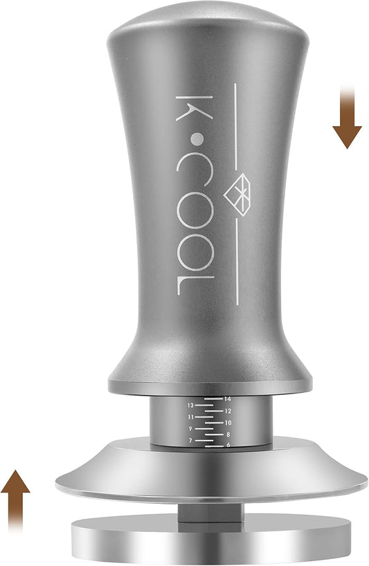 K COOL 51mm Coffee Espresso Tamper, Premium Barista Tools, Calibrated Spring Tamper, 100% Stainless Steel Flat Base Tamper with Scale Mark for Espresso Machine (Silver)