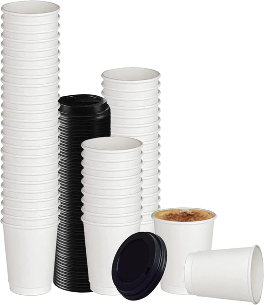 Smygoods White - Double Wall Coffee Cup - (12 OZ, 26 Count) For Hot Beverages, Tea, Espresso, Cocoa - To Go Drink Containers, Café & Office