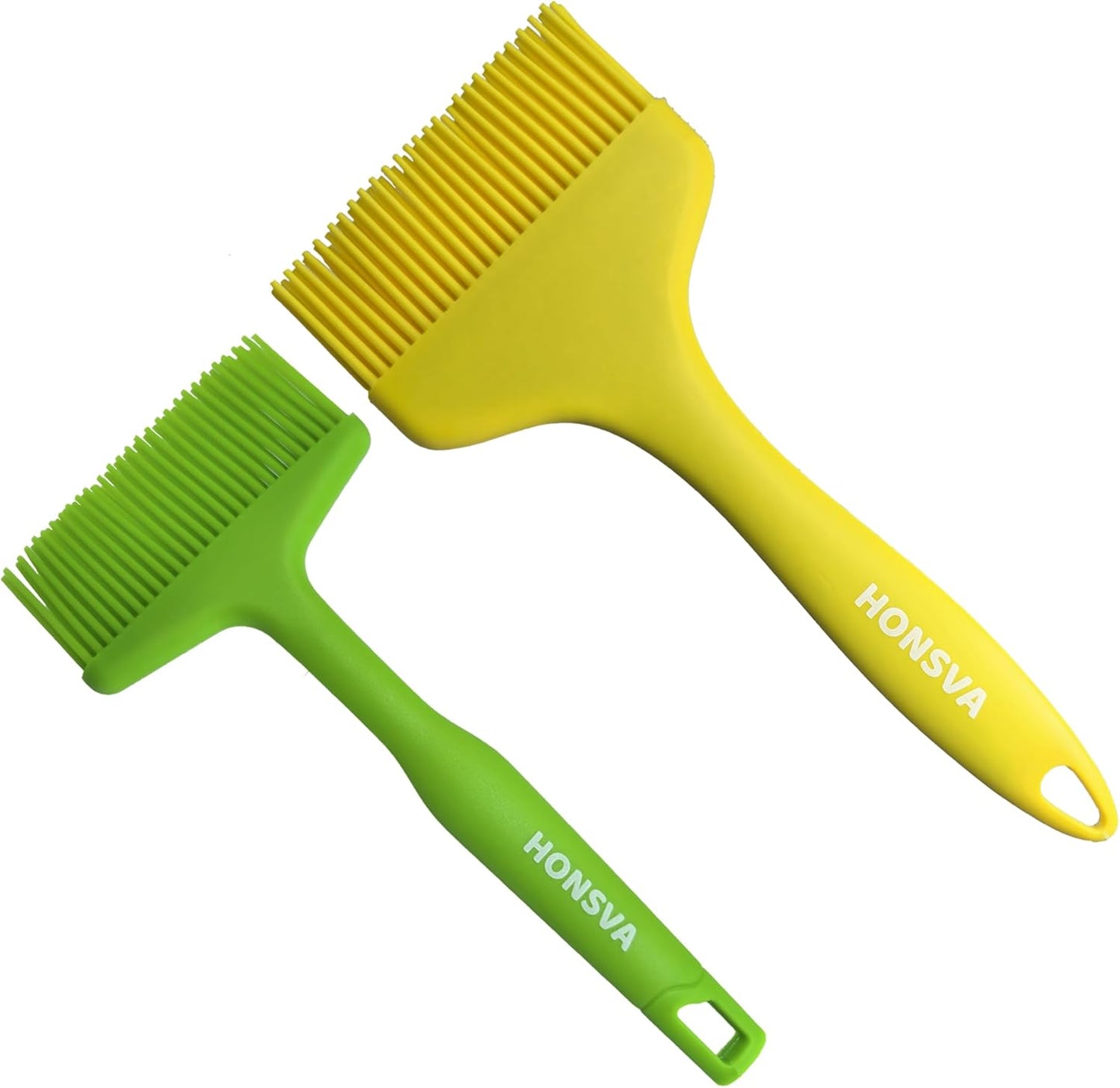 Widened Silicone Pastry Basting Brush 2 Pcs, One-Piece Design, W/3.5", Heat Resistant Kitchen Brush for Baking, Grilling, Saucing Oil, BBQ Sauce, Marinade etc, Dishwasher Safe,Yellow&Green