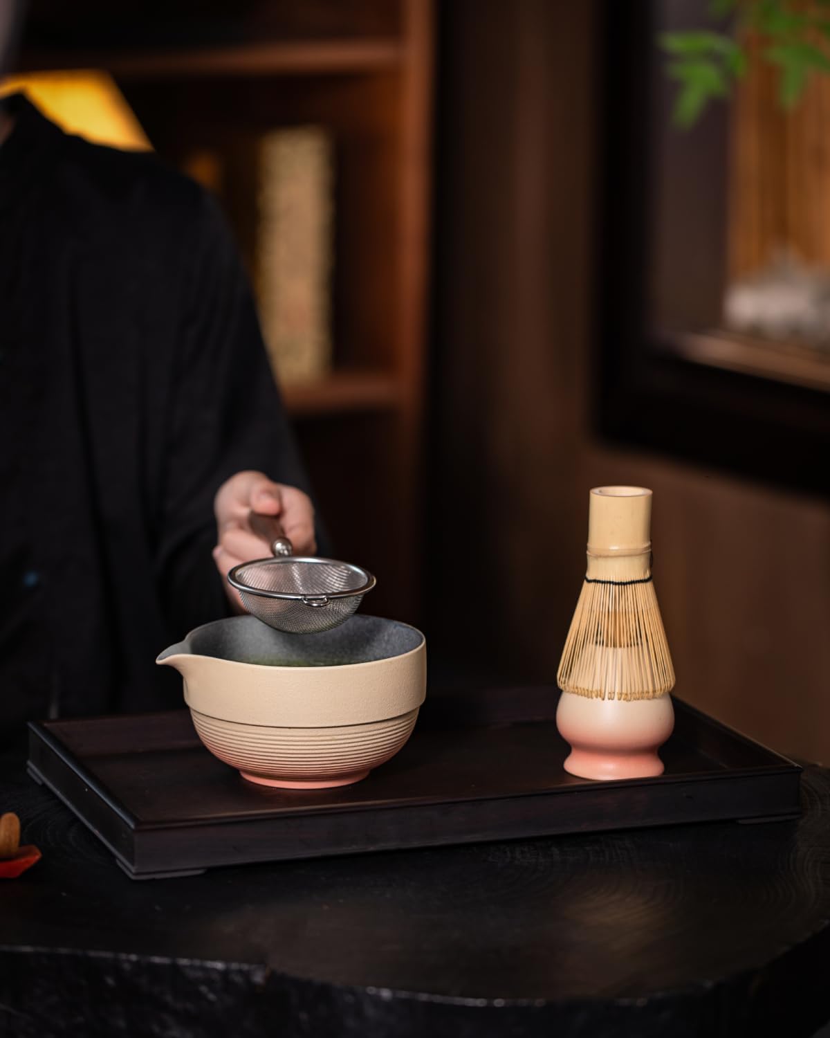 Artisan Matcha Whisk Set - 8 Pcs Premium Matcha Set with Bowl (Chawan), Bamboo Whisk & Tools | Matcha Kit for Making Breakfast/Latte | Gift for Matcha Lovers (Sunset Yellow)