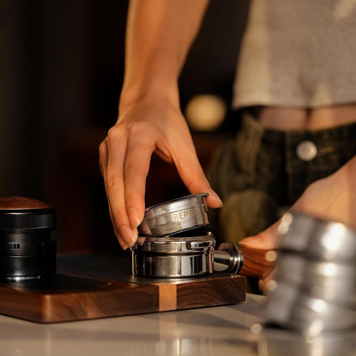 MHW-3BOMBER 51mm Espresso Filter Basket, 12g Double-layer Stainless Steel High Precision Extraction Portafilter Basket Filter Fits Most 51mm Portafilter/Tamper, Ridged, FB5619-OS